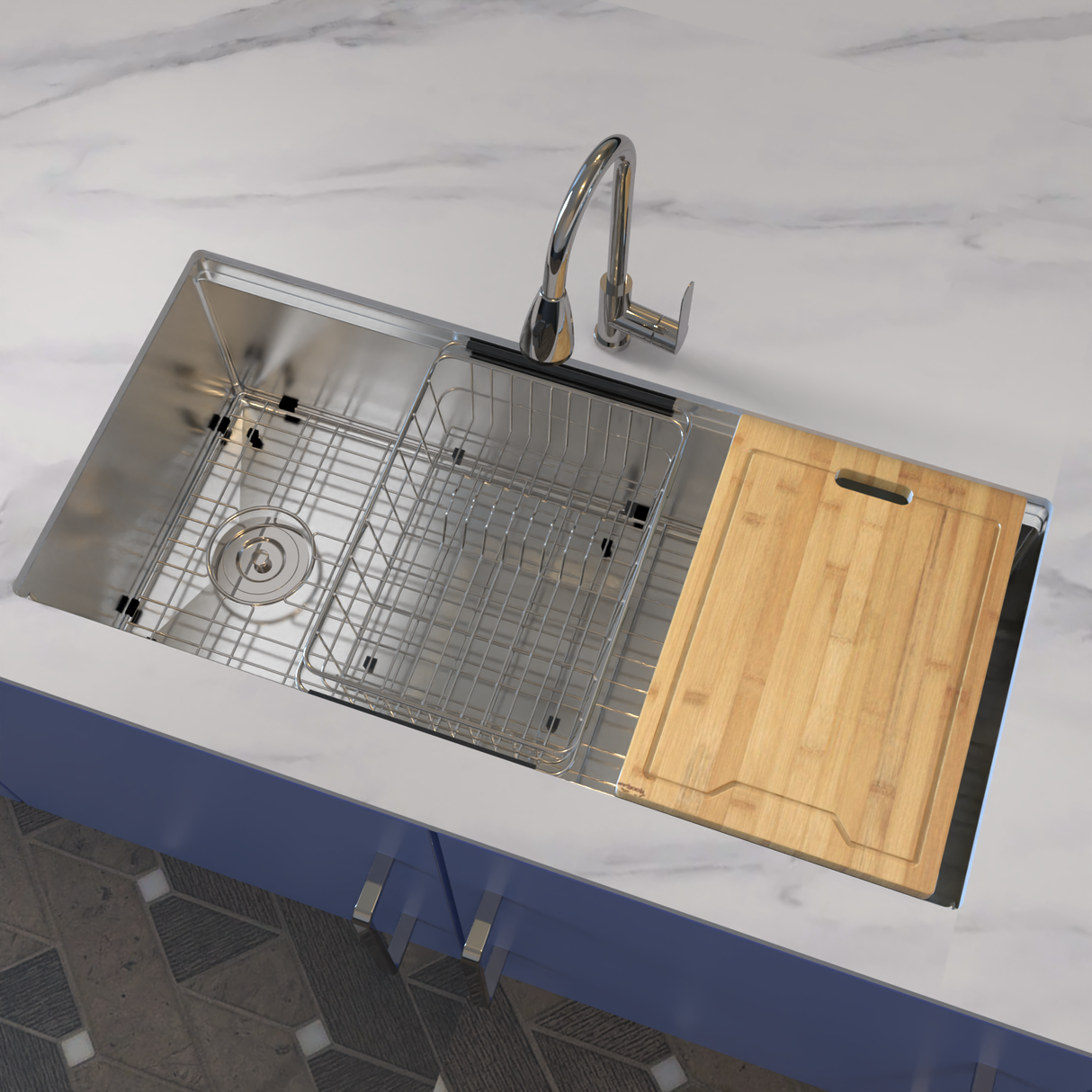 Royal Sink Workstation Series - Premium Stainless Steel Kitchen Sink, Integrated Cutting Board, Drying Rack & Accessories for Ultimate Kitchen Efficiency