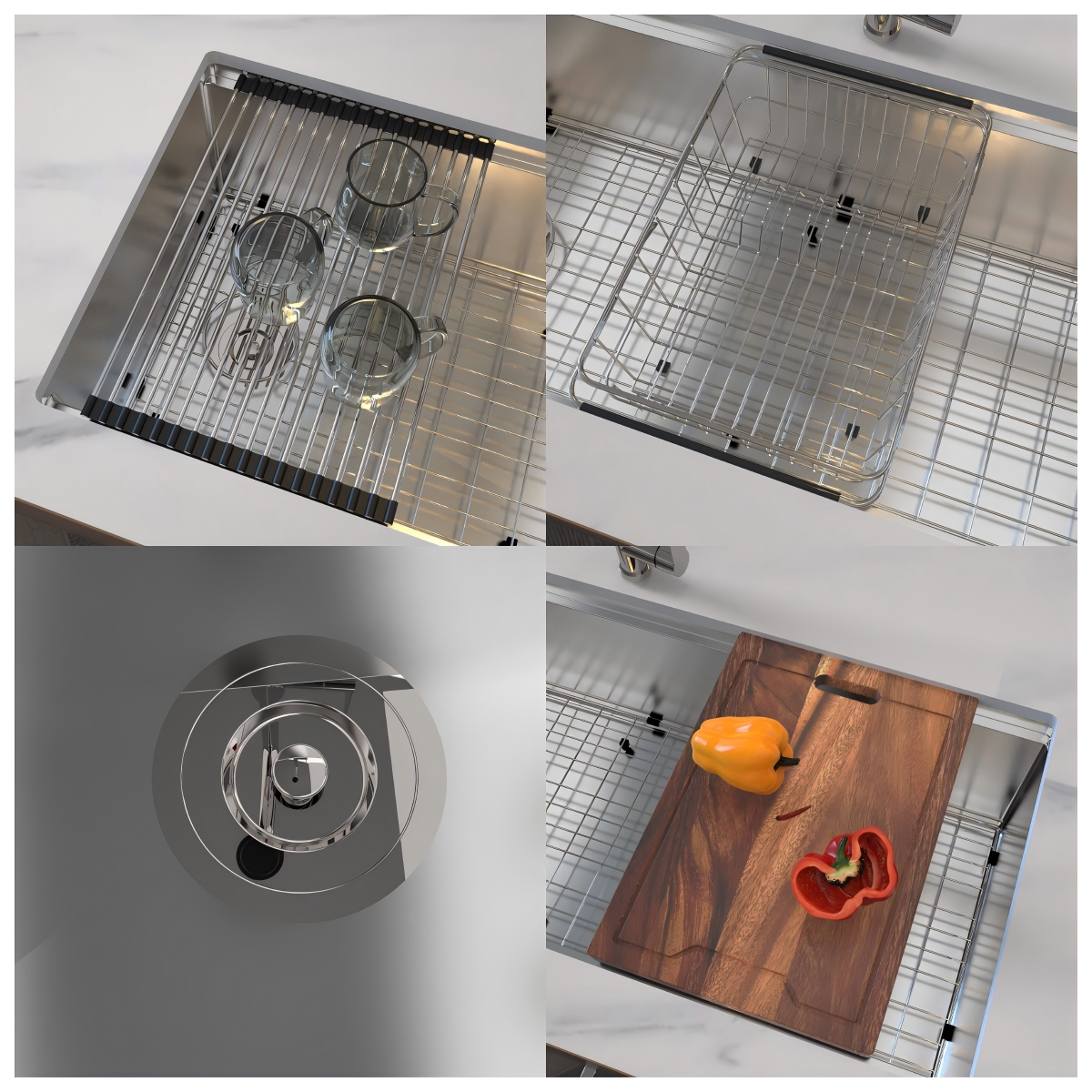 Royal Sink Workstation Series - Premium Stainless Steel Kitchen Sink, Integrated Cutting Board, Drying Rack & Accessories for Ultimate Kitchen Efficiency