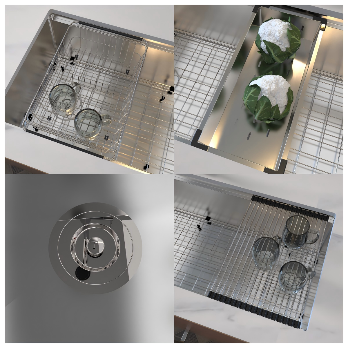 Royal Sink Workstation Series - Premium Stainless Steel Kitchen Sink, Integrated Cutting Board, Drying Rack & Accessories for Ultimate Kitchen Efficiency