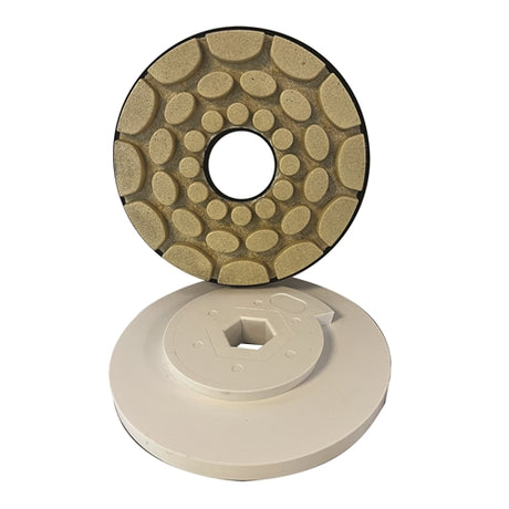 Tenax 6 Auto Edge Inline Polishing Wheel  Hook and Loop Connection - in use