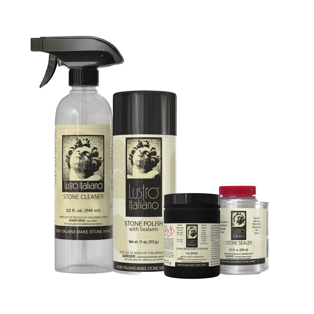 Lustro Italiano Natural Stone Stain Remover & Restoration Kit
