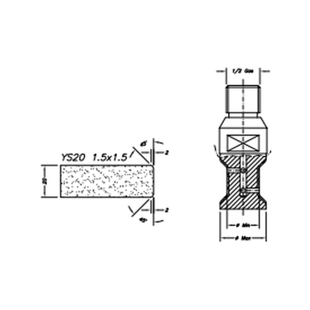 Marmo Elettromeccanica YS20 1.5x1.5 Chamfer Step - 20mm Diamond Profiling Wheel - Line 20 CNC 1/2 Gas Sinkhole