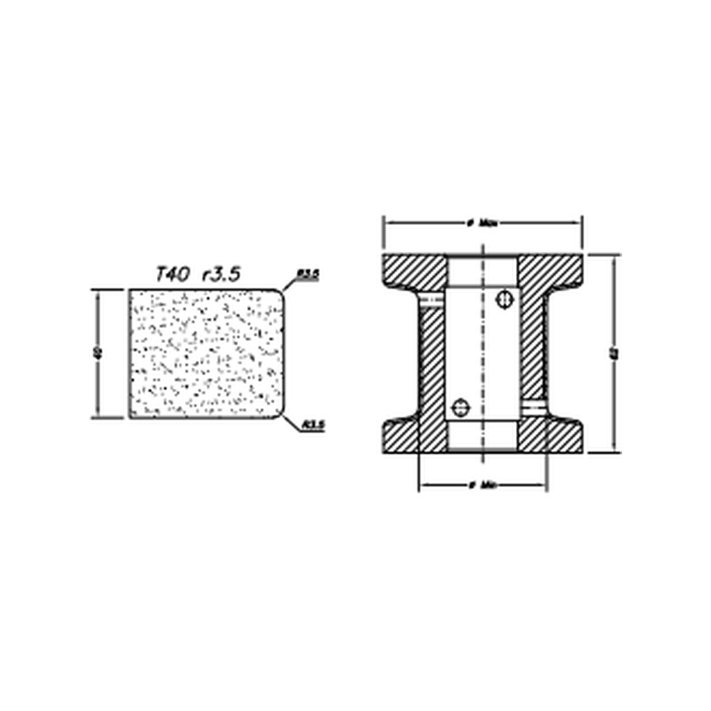 Marmo Elettromeccanica T40 r3.5 Flat Bevel - 40mm Diamond Profiling Wheel - Line 40 CNC Bore 22mm