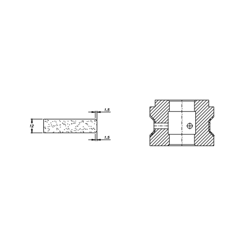 Marmo Elettromeccanica YS12 1.5x1.5 Chamfer Step - 12mm Diamond Profiling Wheel - Line 40 CNC Bore 22mm