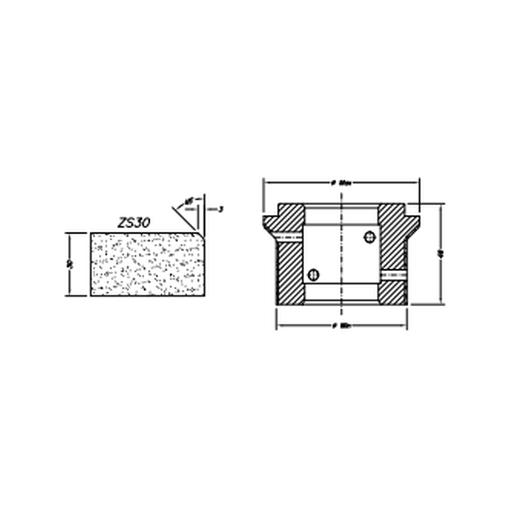 Marmo Elettromeccanica ZS30 Single Chamfer - 30mm Diamond Profiling Wheel - Line 60 CNC Bore 35mm