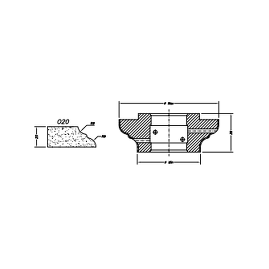 Marmo Elettromeccanica O20 Full Bullnose - 20mm Diamond Profiling Wheel - Line 60 CNC Bore 35mm