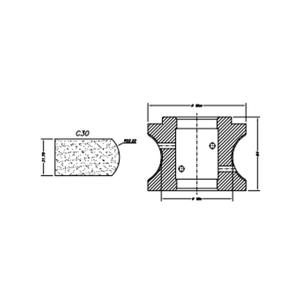 Marmo Elettromeccanica C30 Pencil Crescent - 30mm Diamond Profiling Wheel - Line 60 CNC Bore 35mm