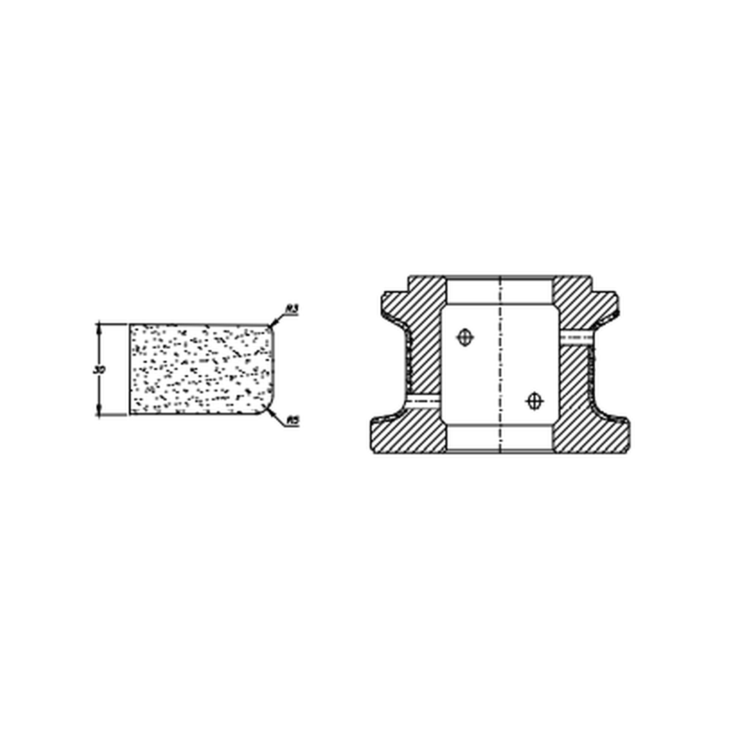 Marmo Elettromeccanica A30 r5 PFD DEC Eased Edge (Round Edge) - 30mm Diamond Profiling Wheel - Line 60 CNC Bore 35mm Polished Face Down Closed Profile