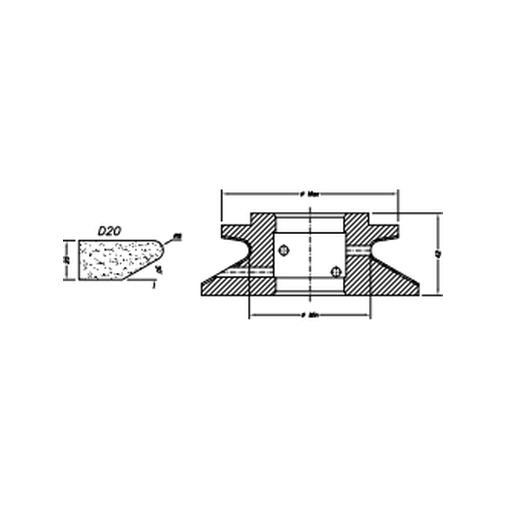 Marmo Elettromeccanica D20 Shark Nose - 20mm Diamond Profiling Wheel - Line 60 CNC Bore 35mm