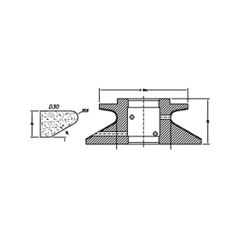 Marmo Elettromeccanica D30 Shark Nose - 30mm Diamond Profiling Wheel - Line 60 CNC Bore 35mm