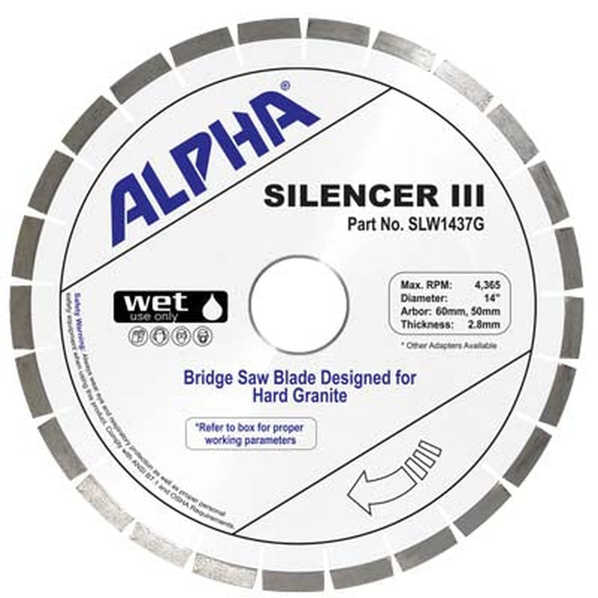 Alpha Silencer III Hard Granite Bridge Saw Blade