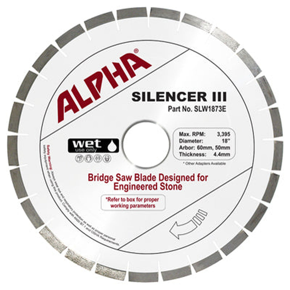 Alpha Silencer III Engineered Stone Bridge Saw Blade