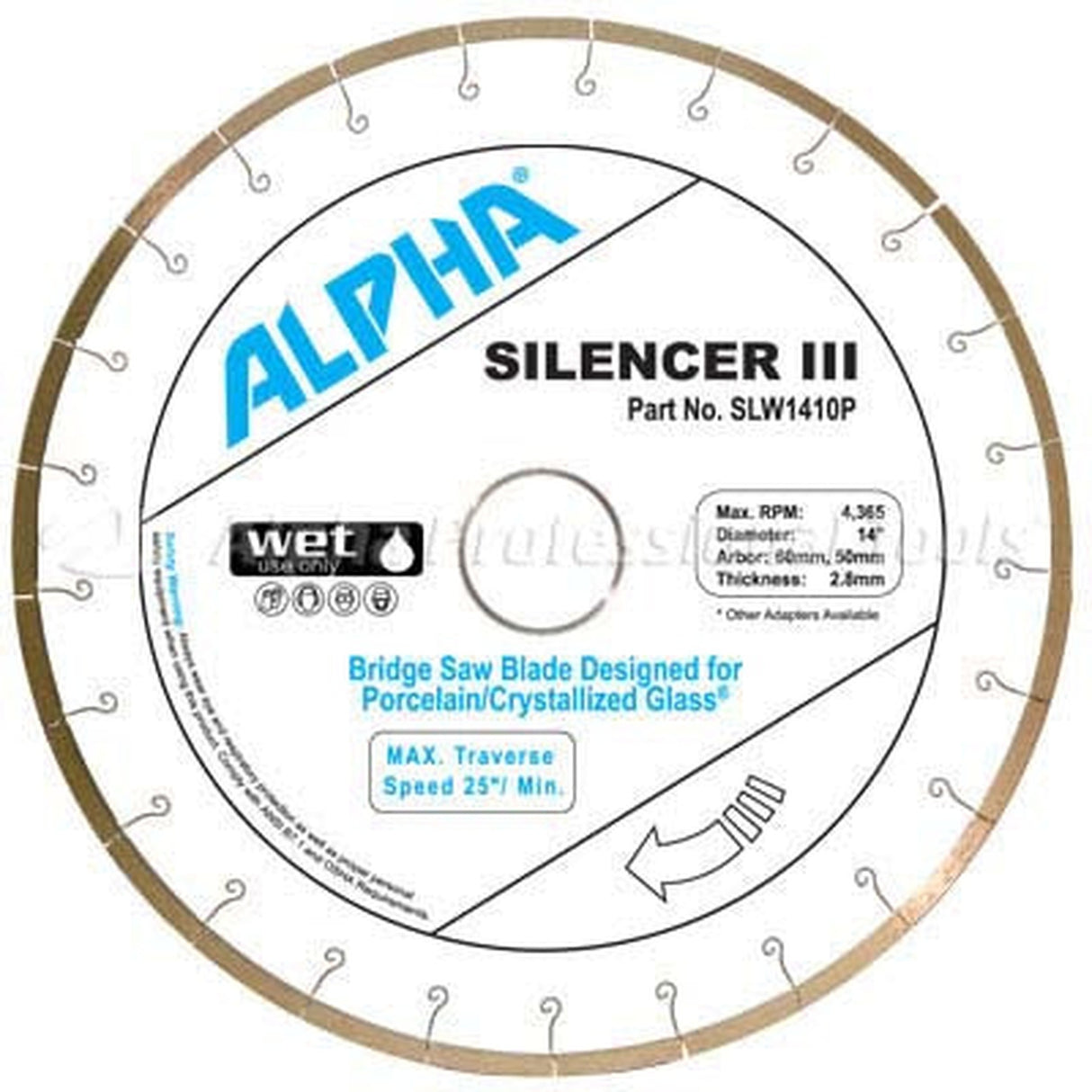 Alpha Silencer III Porcelain Bridge Saw Blade