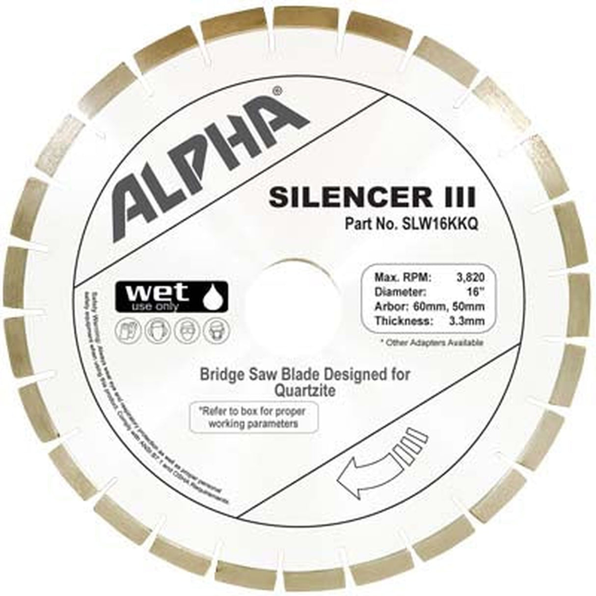 Alpha Silencer III Quartzite Bridge Saw Blade