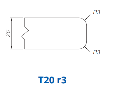 T20 r3(20mm Eased Top & Bottom r3 - Router Bits)