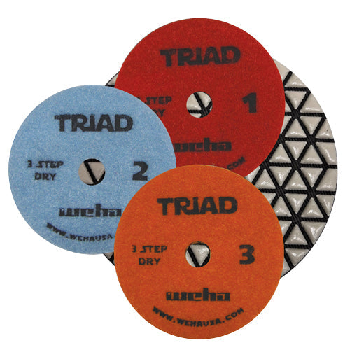 WEHA 4" Triad 3 Step Dry Diamond Polishing Pads