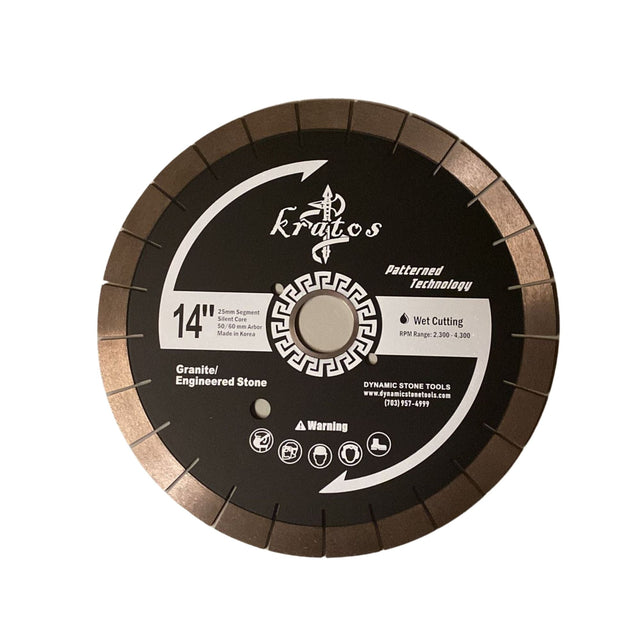 Kratos Patterned Silent Bridge Saw Blades with 25mm Segments - Dynamic Stone Tools