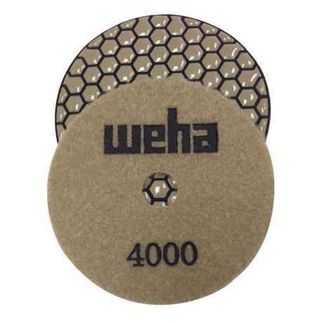 Weha 4 inch DRY Diamond Polishing Pad 4000 and 5000 Grit  Ultra Fine Dry Finish - close-up detail