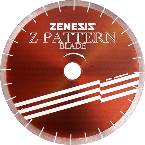 ZENESIS Z-Pattern Bridge Saw Blade - 16" - 50/60 Arbor , for CNC and Robotic Stone Saws - Dynamic Stone Tools