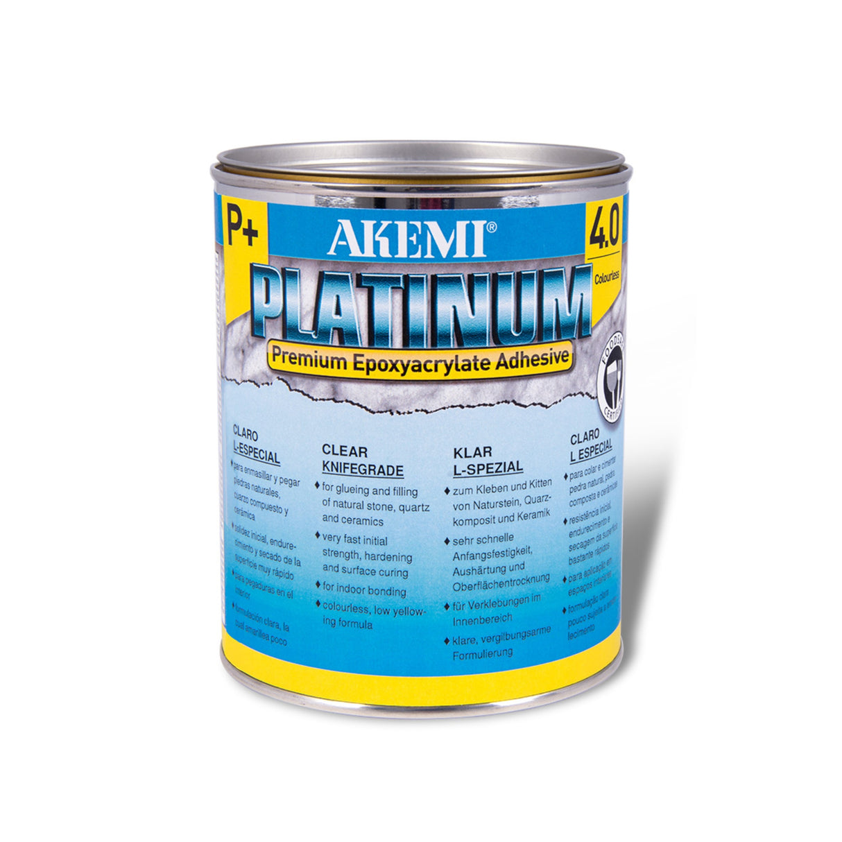 Akemi Platinum P+ 1 kg. - Food-Safe Knife-Grade Premium Epoxy-Acrylate Adhesive