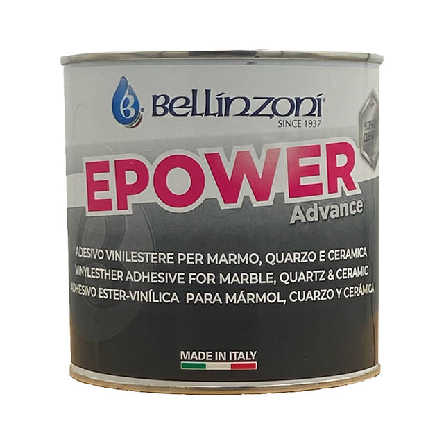 Bellinzoni Epower Advance — Translucent Knife-Grade Vinyl Ester Adhesive for Marble, Quartz & Ceramic (750 mL Kit)