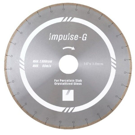 Impulse-G 16" Bridge Saw Blade for Porcelain Slab and Crystallized Glass - Dynamic Stone Tools