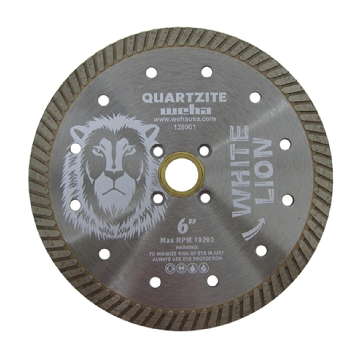 Weha USA White Lion Quartzite Bridge Saw Blade with 60mm Arbor for Quartzite, Granite and Engineered Stone