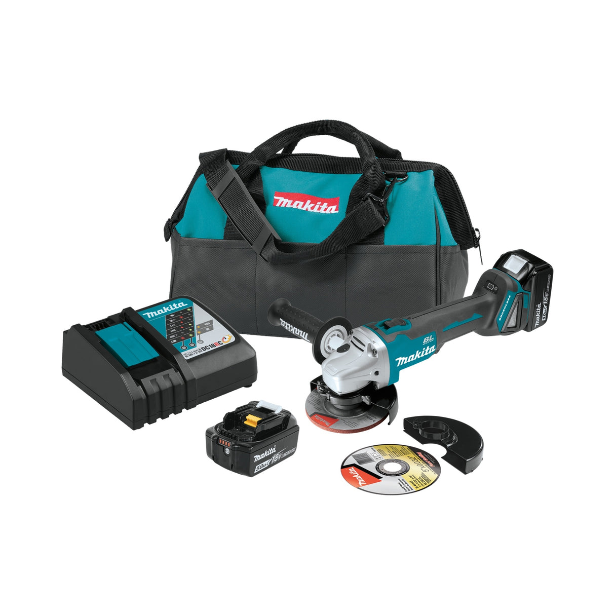 Makita XAG04T 18V LXT Lithium?Ion Brushless Cordless 4?1/2” - 5" Cut?Off Angle Grinder Kit (5.0Ah)