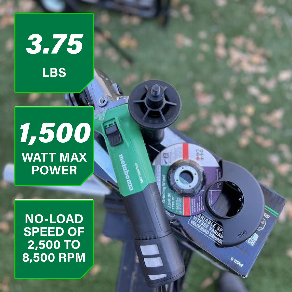 Metabo HPT 5.0" 12 Amp AC Brushless Variable Speed Grinder