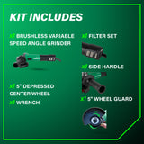 Metabo HPT 5.0" 12 Amp AC Brushless Variable Speed Grinder