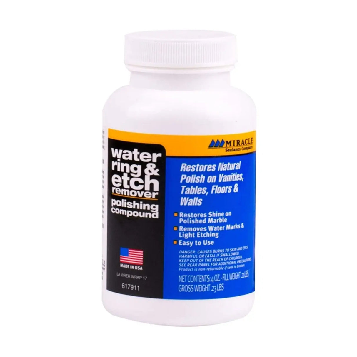 Miracle Sealants Water Ring & Etch Remover — 4 oz Polishing Compound for Marble & Calcium-Based Stone