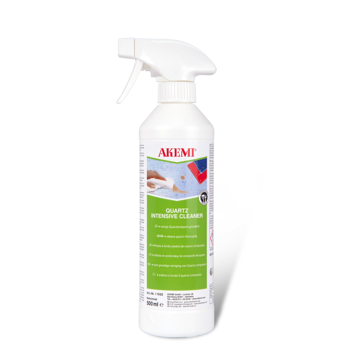 Akemi Quartz Intensive Cleaner — Acid-Free Deep Cleaner Spray for Engineered Quartz (250 mL, Food-Safe)
