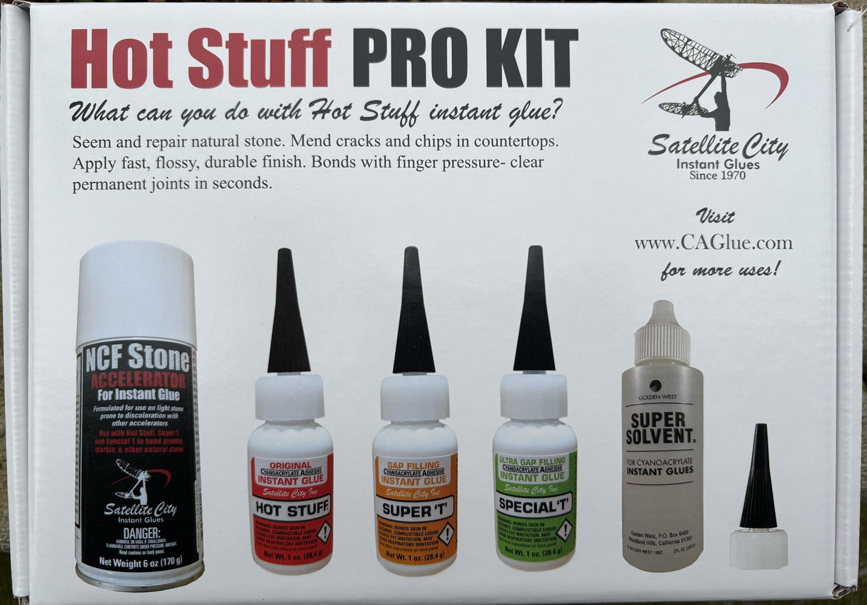 HSK-2 Hot Stuff Pro Kit- complete CA glue set with stone accelerator and debonder
