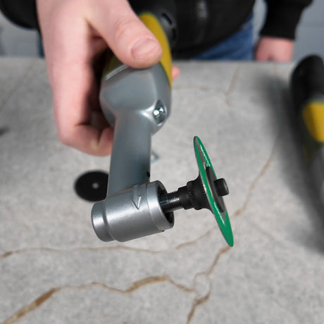 DiStar Support Adapter installed on Proxxon tool